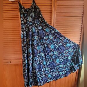 Floral Blue and Black Women's Dress